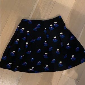 Whale Pac-Man pleated skirt